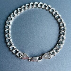 Double Link Interlocking Circles Sterling Silver Chain Italian Charm Bra…